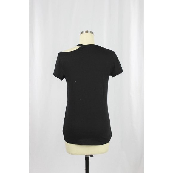 PAM & GELA Black Cotton Blend Jersey Cut-Out Crew Neck T-Shirt, Size P/XS - Picture 6 of 12